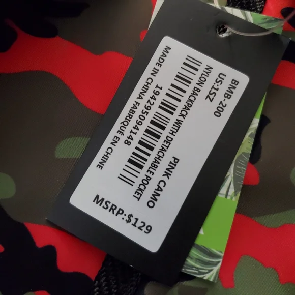 BADGLEY MISCHKA Pink Camo Backpack Detachable Bum/Sling Bag - Picture 9 of 12